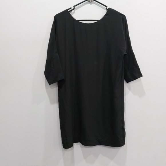 Aritzia Babaton Black Silk Scoop Neck Shift Dress Size 0 - Picture 1 of 9